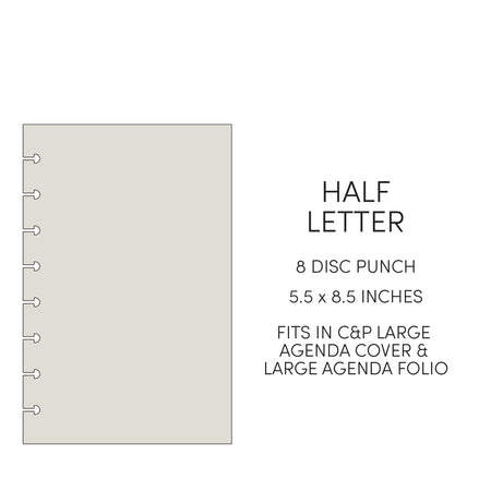 Task Planner Inserts | Cloth & Paper Half Letter 8-Disc Punch