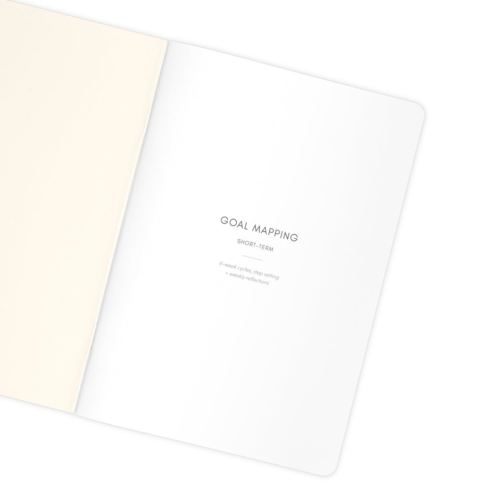 Notebook opened on a white background. The title page is visible.