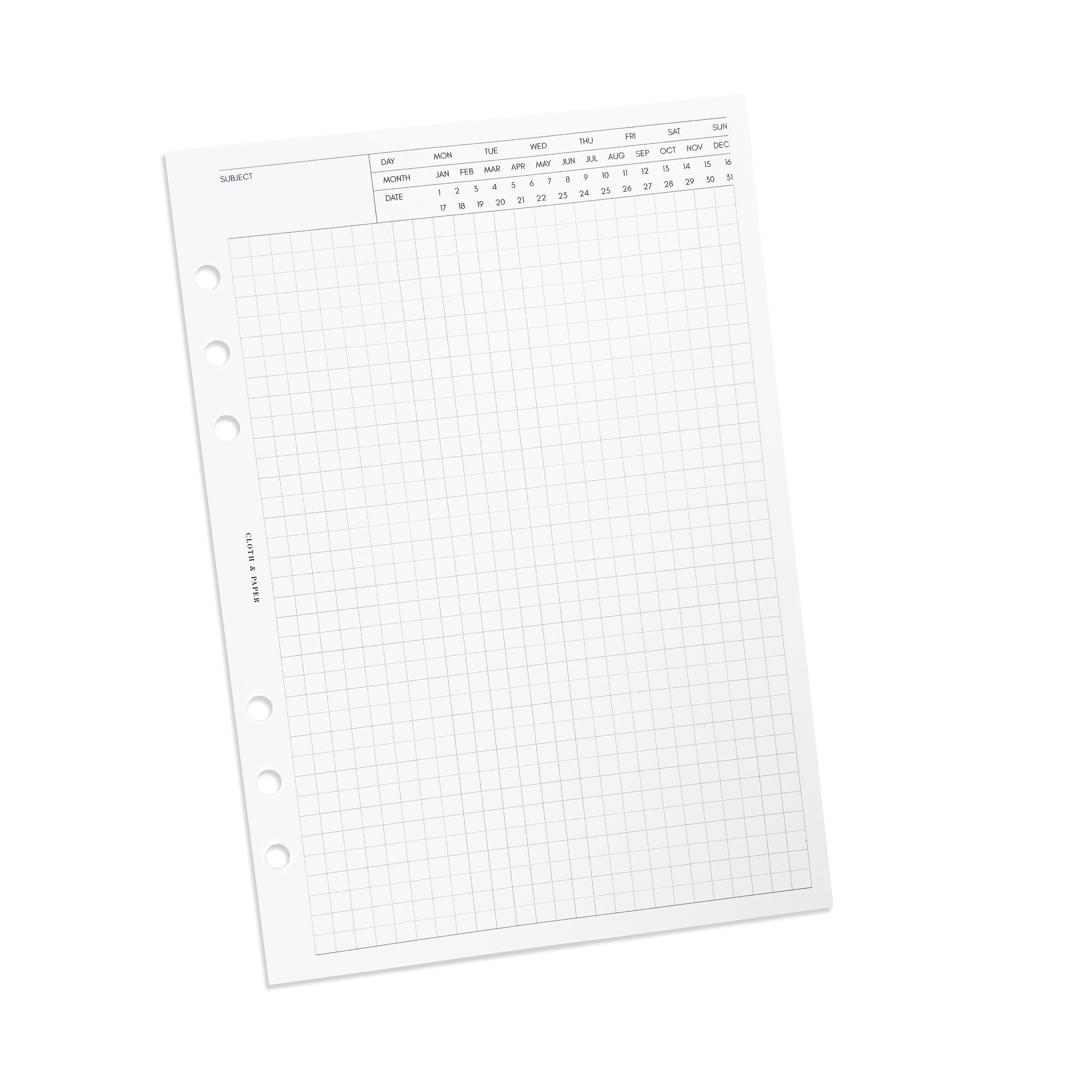 clothing size  graph paper diaries