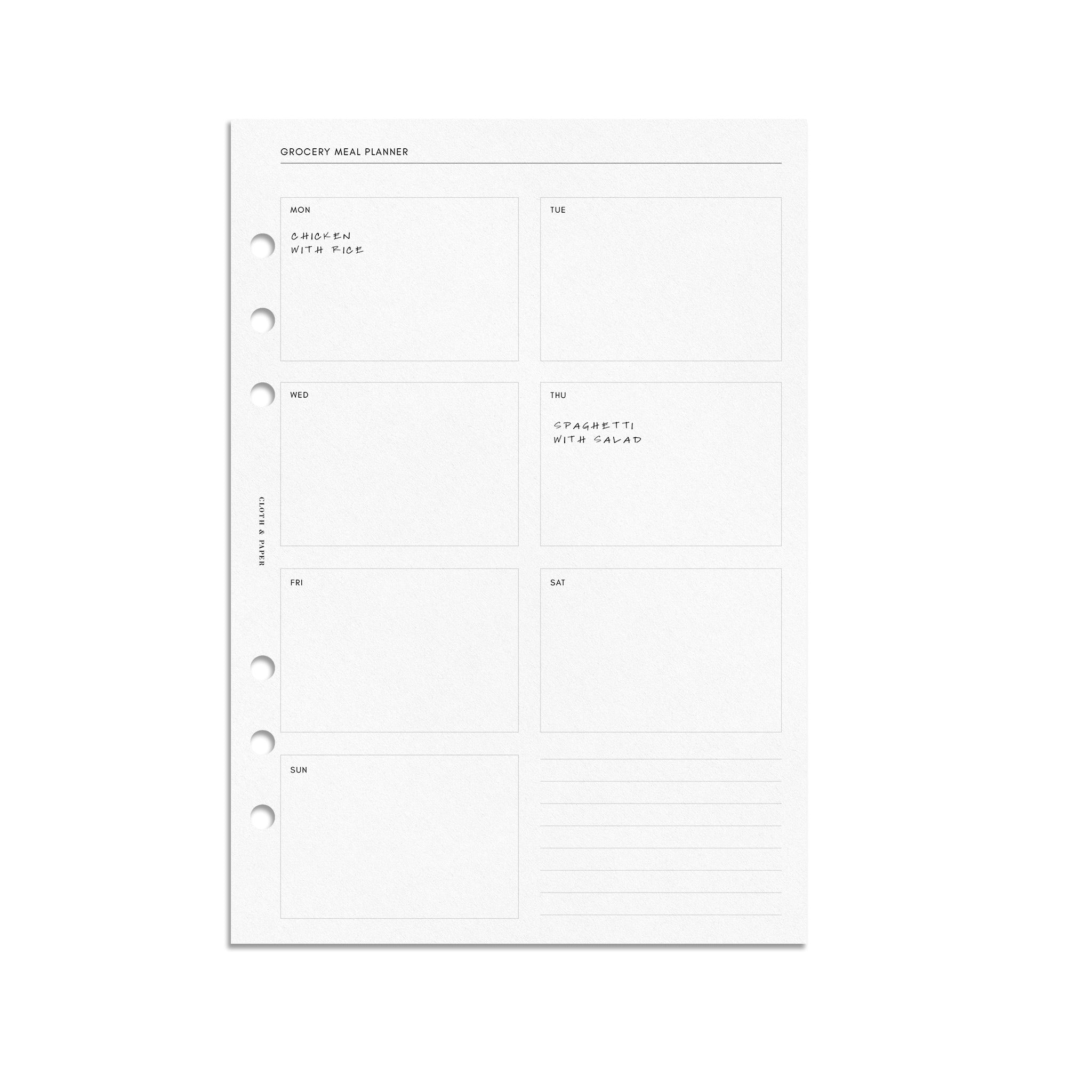 Grocery Meal Planner Inserts  Cloth & Paper – CLOTH & PAPER