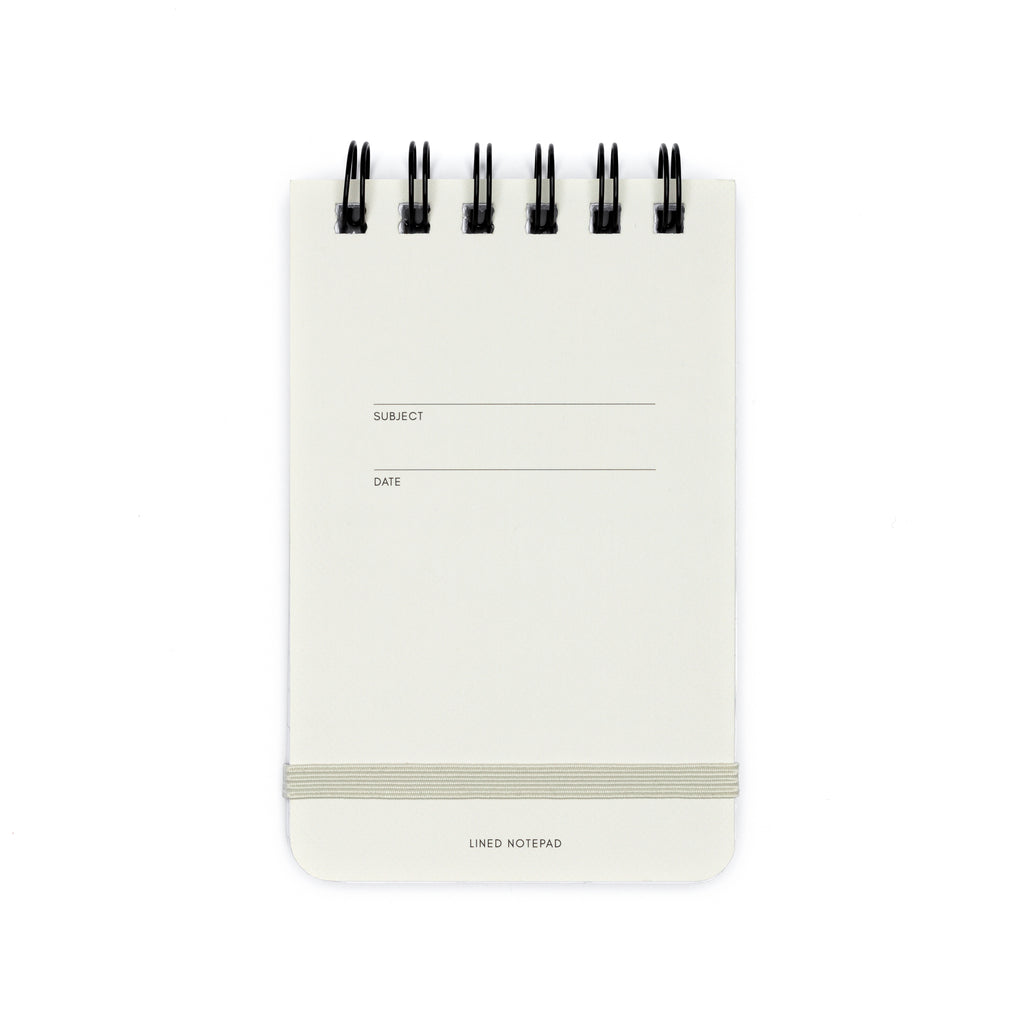 Lined notepad displayed on a white background.