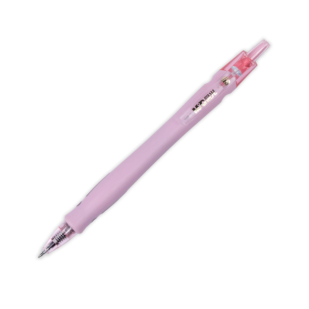 M&G ST Gel Pen, Pink, Cloth and Paper. Pen tilted to the right on a white background.