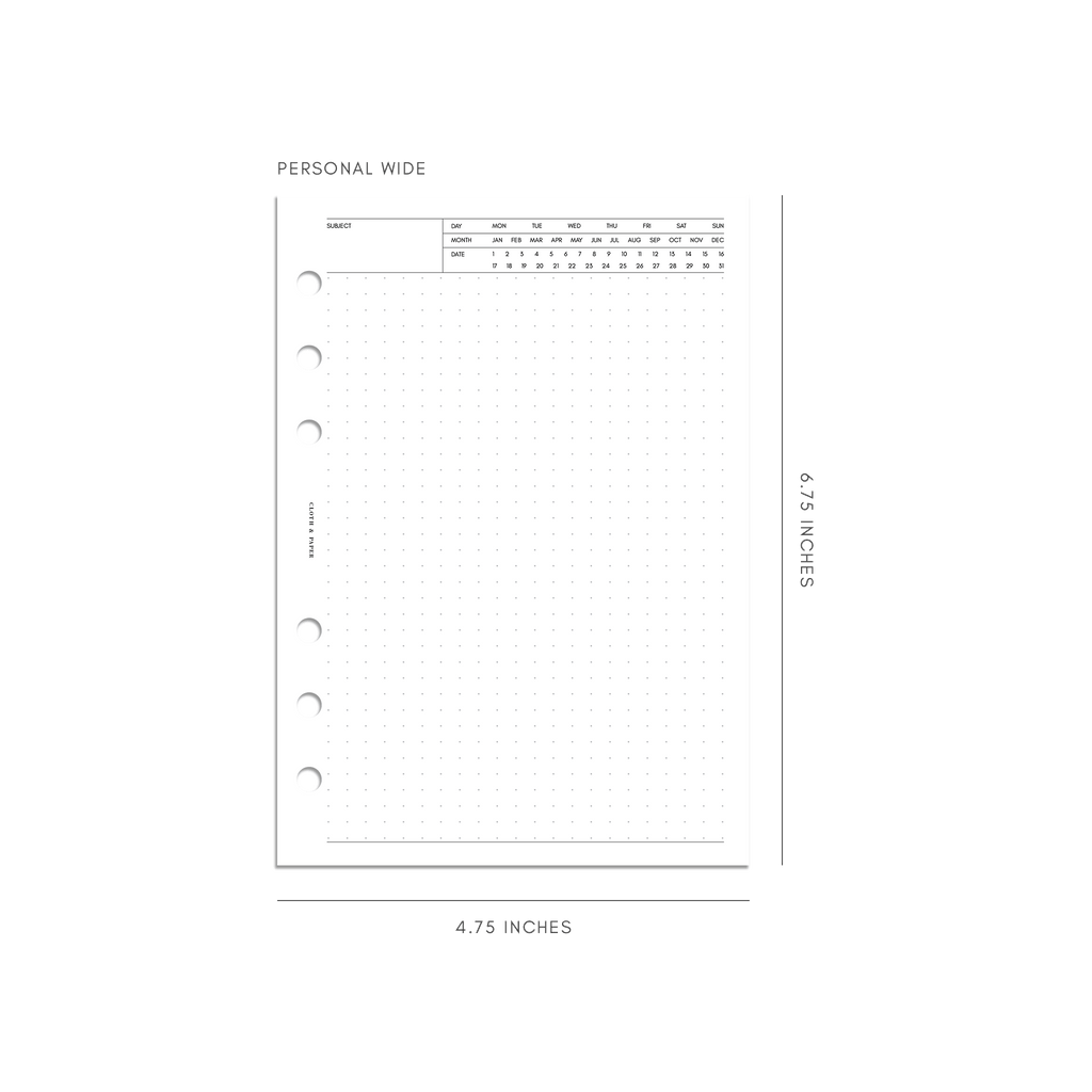Executive Note Inserts | Dot Grid personal wide