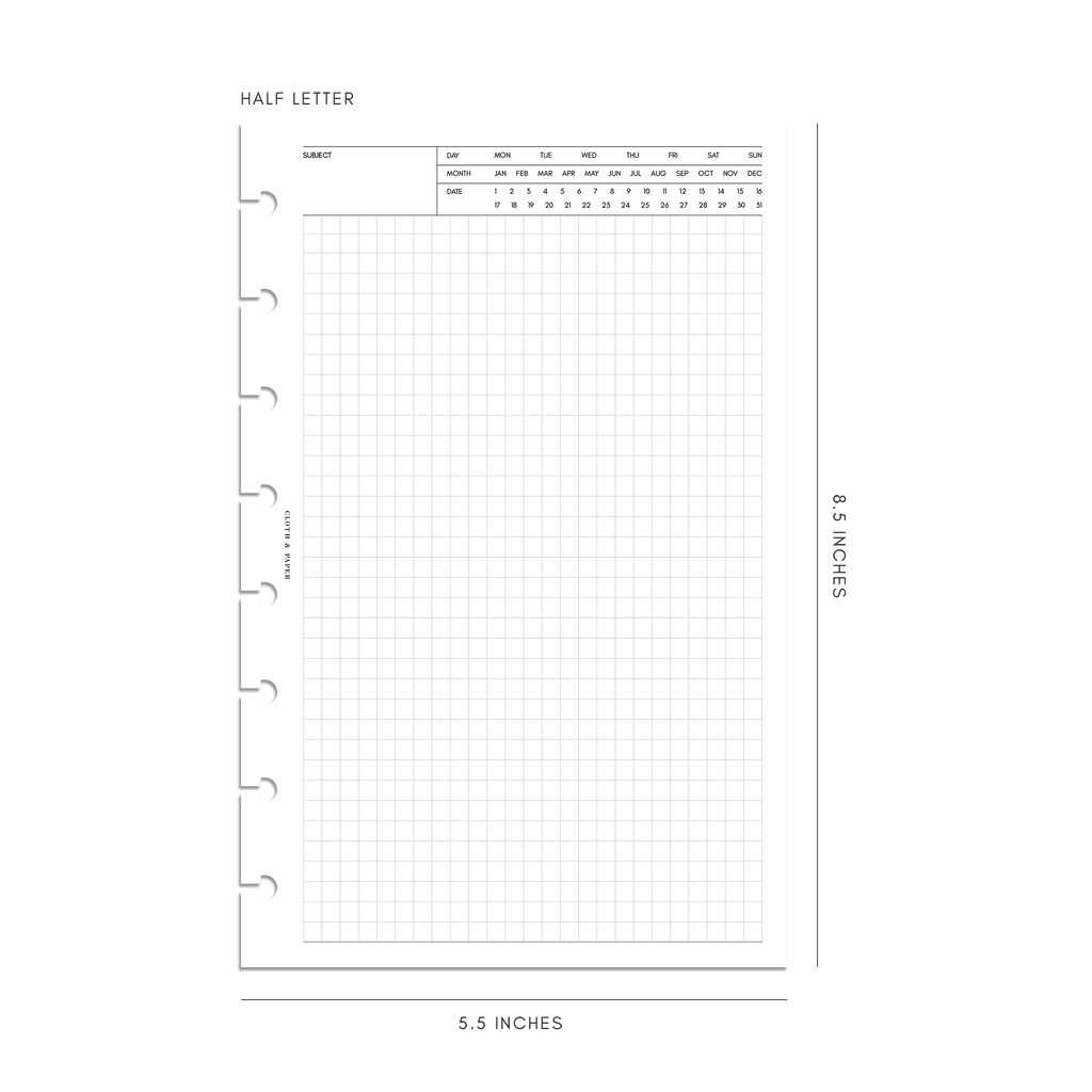 Executive Note Inserts | Graph Paper Half letter