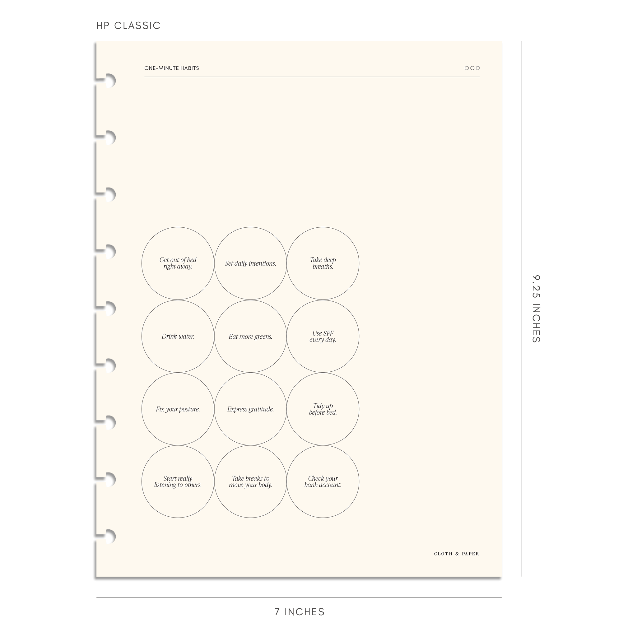 A5 Week on One Page Plus Small Habits Weekly Planner Refill 