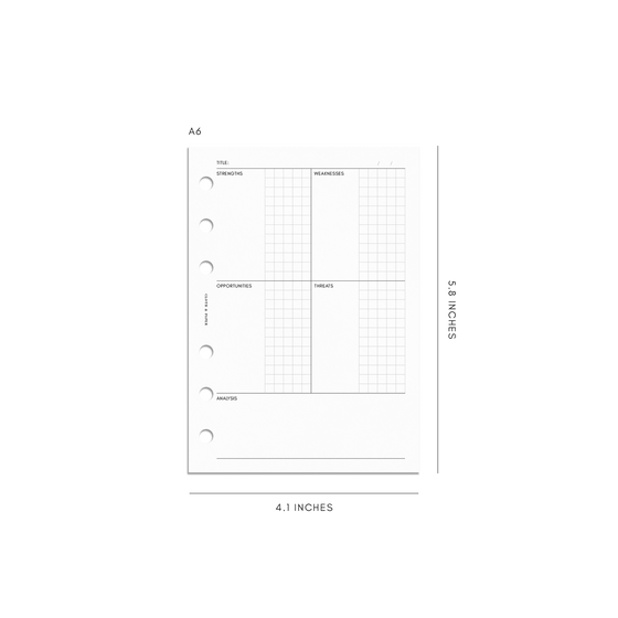 SWOT Analysis Planner Inserts | Refreshed Layout