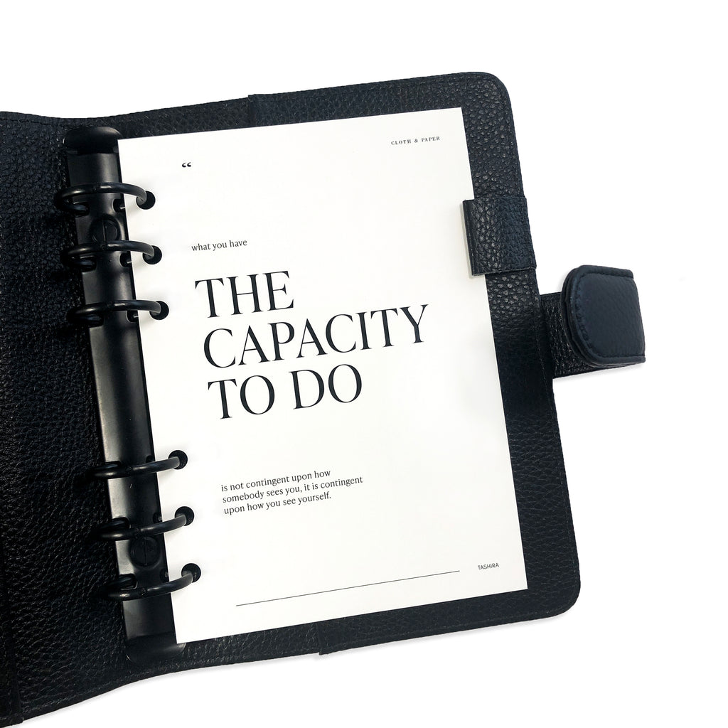 The Capacity To Do Dashboard | Cloth & Paper | Minimalist Planner Dashboard