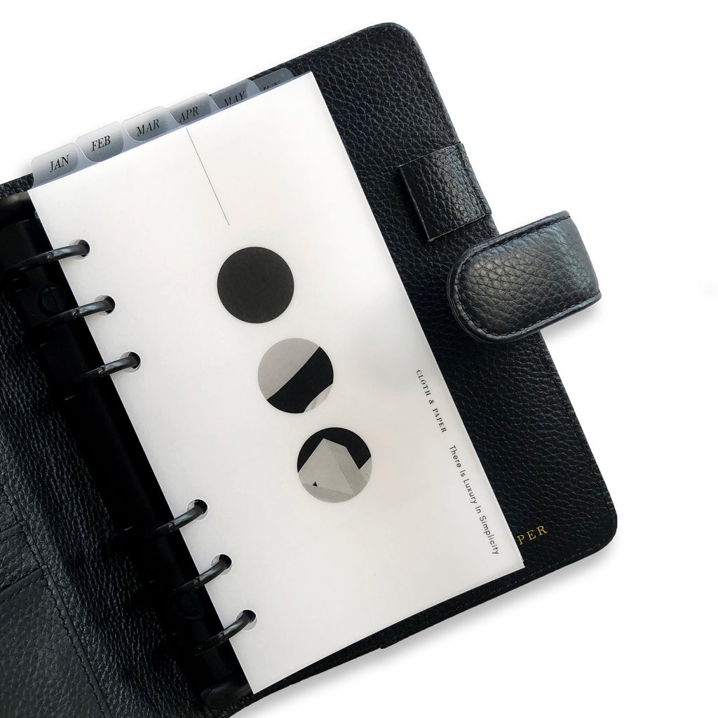 Trio Dashboard | Cloth & Paper | Black & White Transparent Vellum Minimalist Planner Dashboard