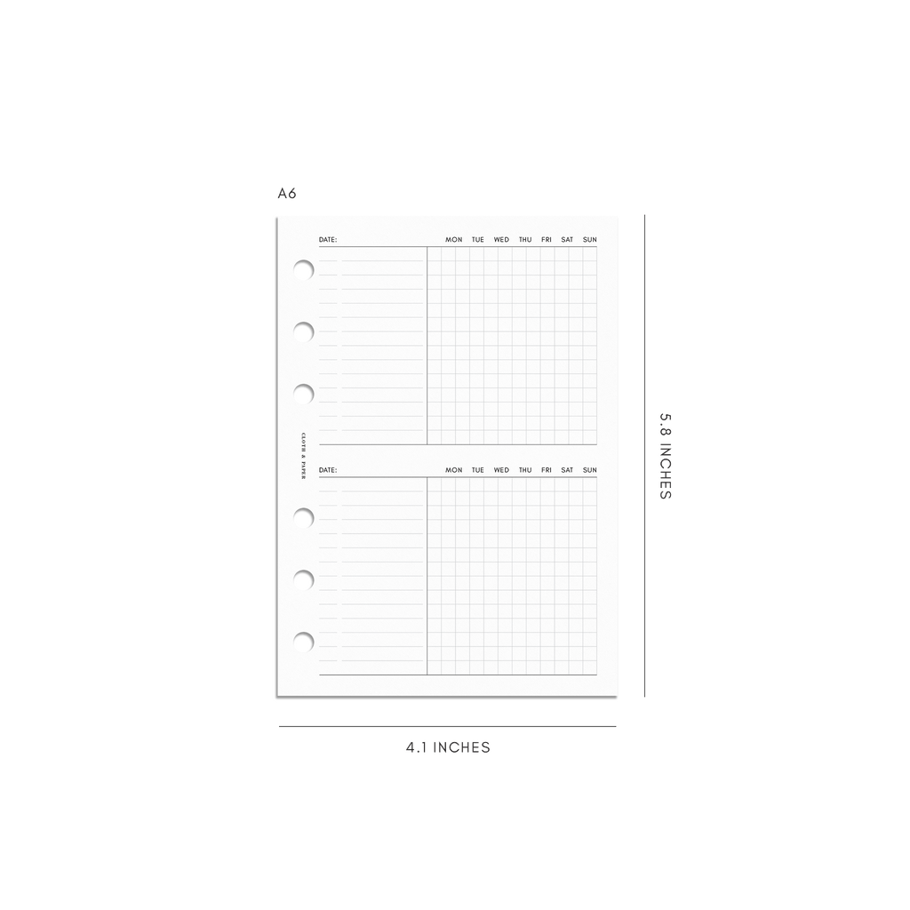 Undated Task Duo Note Planner Inserts A6