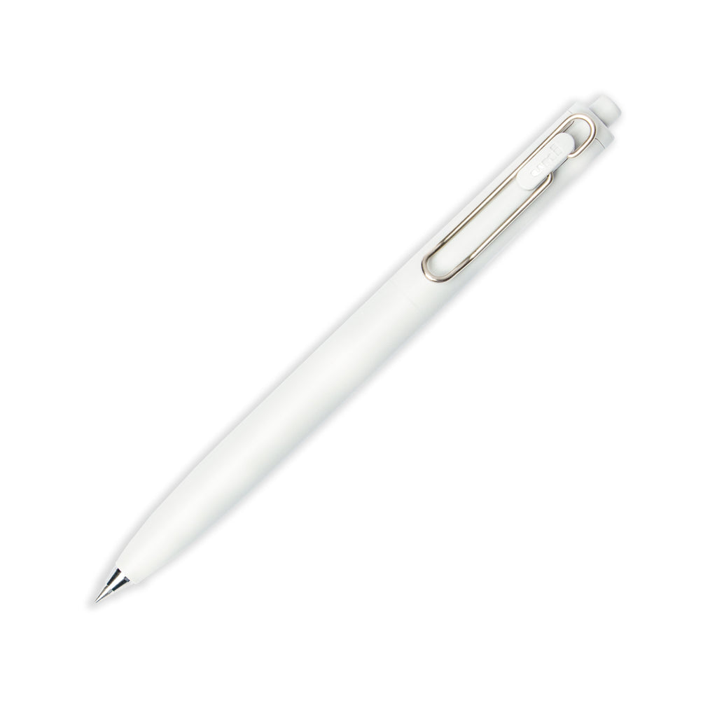 Grey pen turned to the right against a white background.