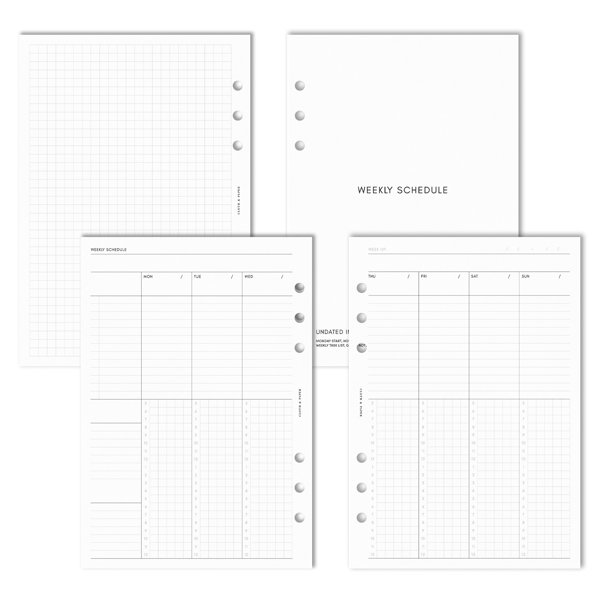 Weekly Hourly Planner Printable A6 Inserts Minimal Weekly -   Planner  template, Planner inserts printable, Printable planner pages