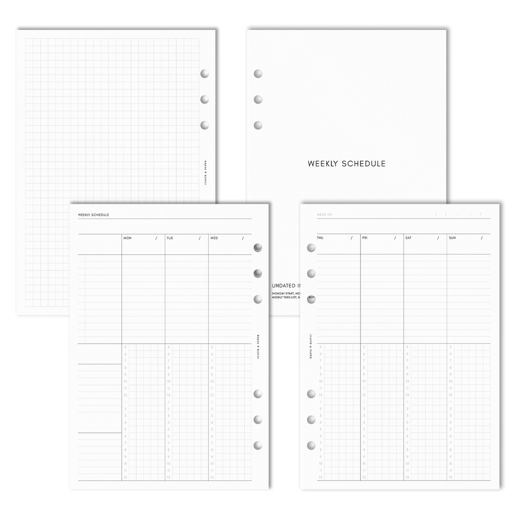Small Functional Weekly Agenda Refill - Luxury Other White