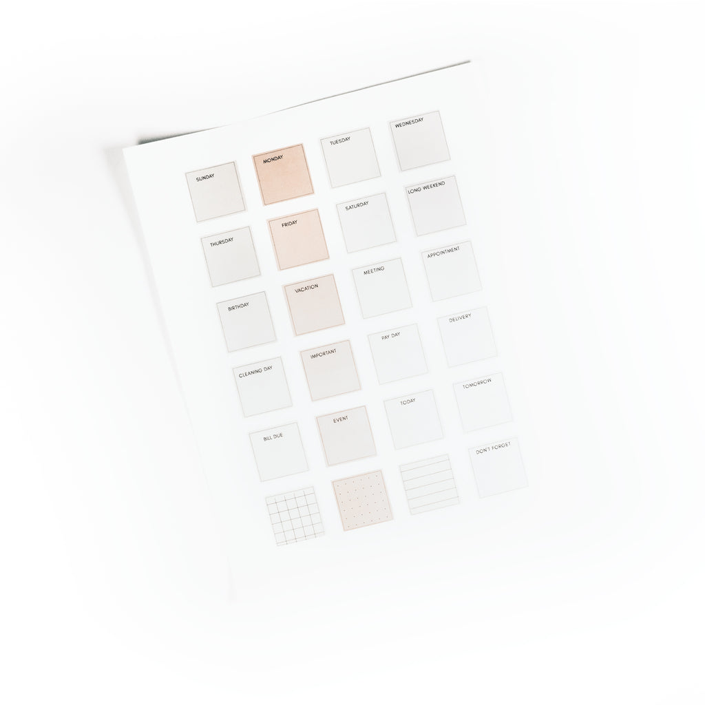 Square Page Flag Printable | Essentials page with page flags adhered and printed on.