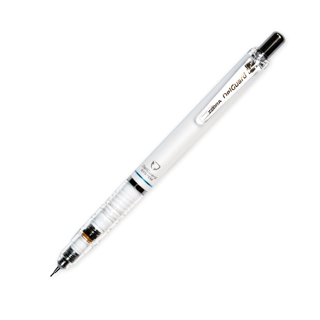 Zebra DelGuard Mechanical Pencil turned to the right against a white background.